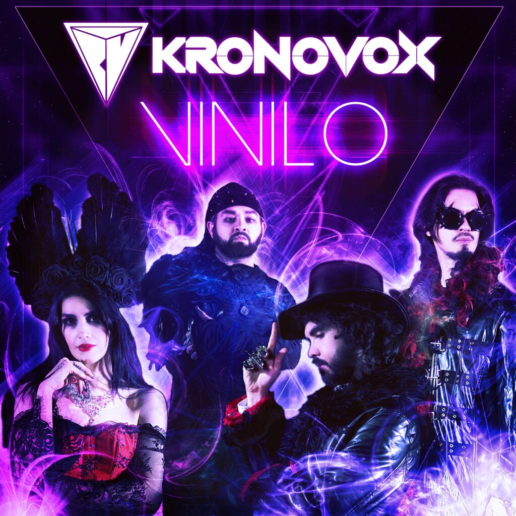 Cuatro personas en la foto. Carátula de la Canción Vinilo de Kronovox.